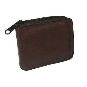 New CTM Men's Leather Zip Around Wallet