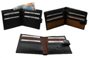 Men's Bi fold Black soft Wallet ID Card Holder Note Case FREE 2 RFID Sleeves