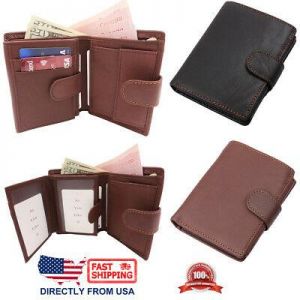 Men's Wallet, Genuine Full Grain Leather 2 ID Window Spacious Trifold Wallet