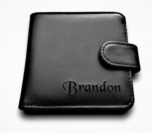 Men's Personalised Engrvaed Black Leather Wallet Wedding Anniversary Gift