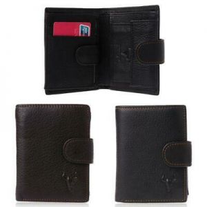 Black Men's Genuine Leather ZIPPER Billfold Wallet Purse Credit ID Card Holder