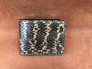 Genuine Real Python Leather Men's Bifold Wallet- Black Brown Color