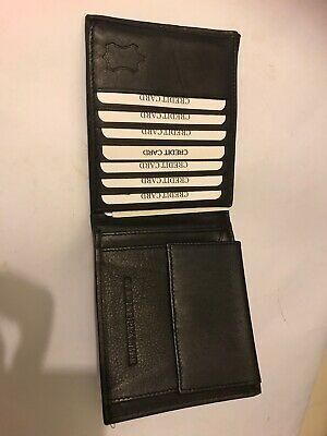 MEN'S LEATHER WALLET AMBANC BRAND 18 CARDS EXECUTIVE BLACK ( MODEL 105 )