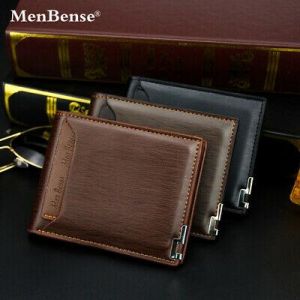 Menbense Men's Luxury PU leather Folding Wallet Card ID SIM Credit Card Holder