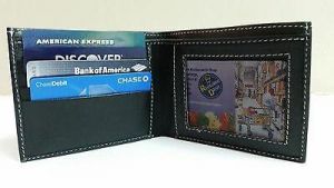 Men&#039;s Bifold Wallet Genuine Leather Black Credit/ID Card Holder Slim Purse Gift