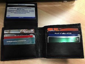 Bifold Wallet Men&#039;s Slim Purse Genuine Leather Black Credit/ID Card Holder