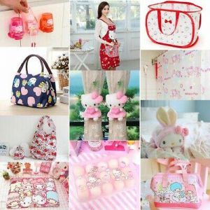 Hello Kitty Kitchen Tool Gadgets Lunch Bag Folding Basket Apron Curtain Carpet