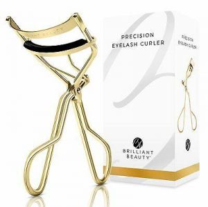 Brilliant Beauty Eyelash Curler w Satin Bag & Refill Pads - Gold