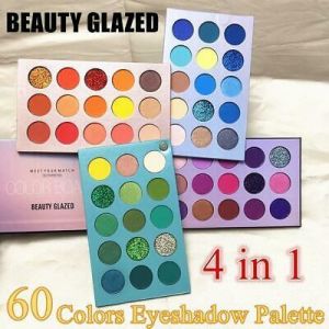 60 COLORS- BEAUTY GLAZED Glitter Eyeshadow Palette Pigment Shimmer Metalic