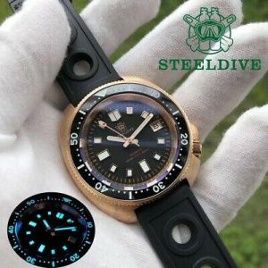 STEELDIVE men dive watch,mens automatic watches bronze 200m waterproof luminous