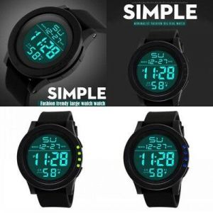 Waterproof Men's Watch Boy LCD Digital Stopwatch Date Silicone Sport WristWatch
