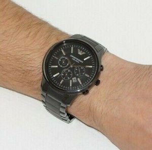NEW GENUINE EMPORIO ARMANI AR1451 BLACK CERAMICA CHRONOGRAPH MEN'S WATCH UK