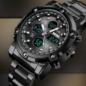 Analog Digital Watches Men Led Full Steel Male Men Military Wristwatch Quartz Sp
