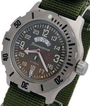 Vostok Komandirskie K-35 350754 Russian Military Watch Khaki with Zulu Strap