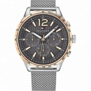 BRAND NEW TOMMY HILFIGER GAVIN SILVER CHRONOGRAPH MESH STRAP MEN WATCH 1791466