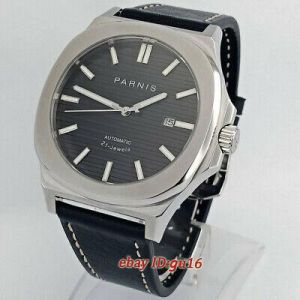 43mm Parnis Black Dial Sapphire Steel Case 21 jewels Miyota Automatic mens Watch