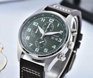 42mm Corgeut Quartz movement men's watch luminous date week Full Chronograph