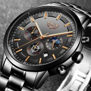 2020 LIGE Golden Men's Luxury Watch Relojes Fashion Quartz Watches Top Brand NEW