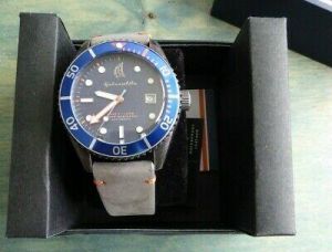 Spinnaker Wreck Blue Orange Bezel Blue Dial 44 mm Automatic w Brown Leather