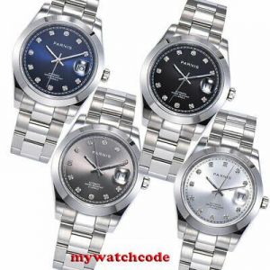 39.5mm PARNIS white black blue dial 21 jewels miyota 8215 automatic mens watch