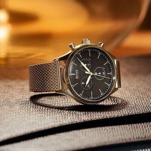 BRAND NEW HUGO BOSS 1513548 ROSE GOLD MESH BRACELET BLACK DIAL MENS WATCH UK