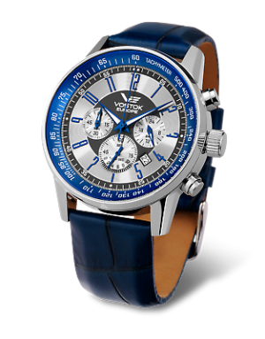 Vostok Europe Chrono Blue and Silver OS22-5611132 Brand New