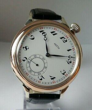 Recta 1910's Wristwatch Men's Gift, 0,800 Solid Silver Case, Porcelain Dial