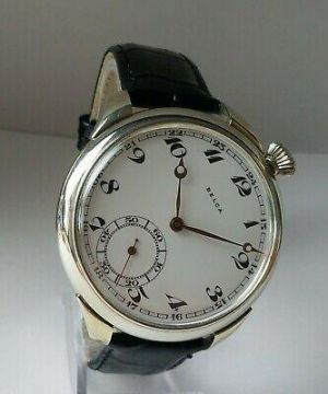 Belca Luxury Antique 1910's Vintage Wristwatch Men's Gift, Porcelain Dial