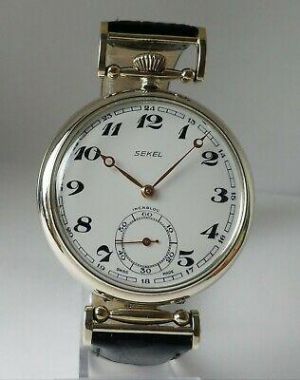 Bargain sales Watches for men Sekel 1910&#039;s Vintage Wristwatch Men&#039;s Gift, Metal Case, Porcelain Dial