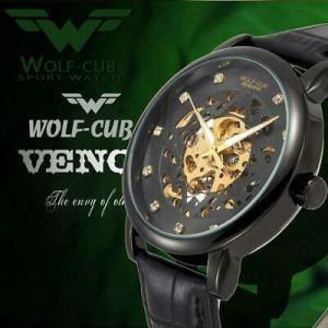 INVI Luxury Men&#039;s Mechanical 3bar Waterproof Male Wrist Wristwatch Leather Strap