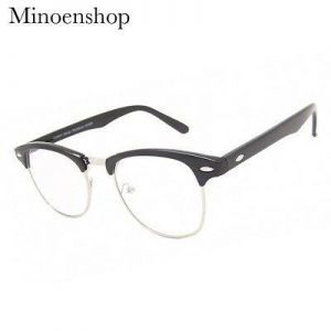 Black Silver Clear Lens Browline Glasses Men's Women's Vintage 40's Horn-Rimmed