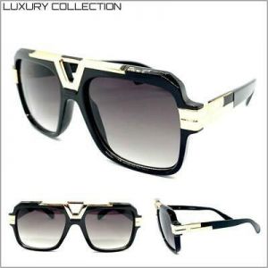 Men Classic Old Shool Vintage Retro Style SUN GLASSES Black & Gold Fashion Frame