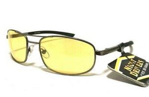 New Foster Grant NIGHT Driving Glasses YELLOW LENSES Enhances Night Vision Metal