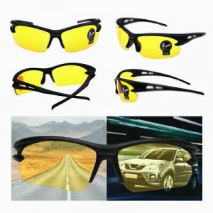 Night Vision Glasses Anti Glare HD Yellow Lens Plastic Half Frame Sunglasses