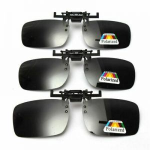 Polarized Light Flip-up Clip-on Lenses Black Sunglasses UV400 Driving Glasses