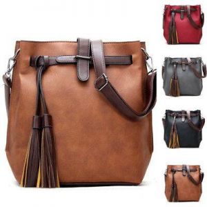 Women's PU Leather Shoulder Bags Satchel Crossbody Tassel Casual Handbag Purse