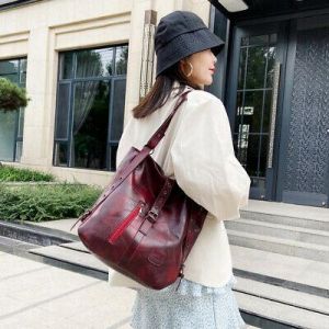 1Pc PU Stitching Bag Shoulder Bag Multifunctional Handbag Backpack for Women