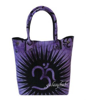 Women Mandala Beach Towel Bag Girl's Shopping Purple Om Printed Shoulder Bags