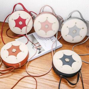 Women Fashion Zip Rhinestone Inlaid Round Shoulder Bag Handbag Crossbody Pouch