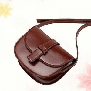 Women Portable Messenger Bag Brown Saddle Bag Leather Shoulder Bag Crossbody Sat