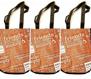 Lululemon 3 Tote Bags Small Reusable Shopping Bags Manifesto Red New