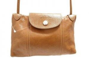 Auth LONGCHAMP Brown Leather Shoulder Bag