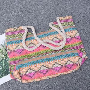 1pcs Women's Canvas Bag Jute Rope Grocery Shopping Bag Handbags for Outdoors