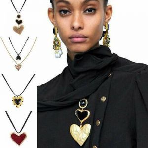 Fashion Crystal Pearl Heart Pendant Necklace Sweater Rope Chain Jewllery Gift