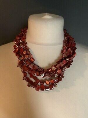 Unbranded Red Shell Multi Strand Short Costume Jewllery Necklace