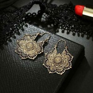 Retro Flower Drop Dangle Earring Women Tribal Hollow Ear Stud Jewllery LP