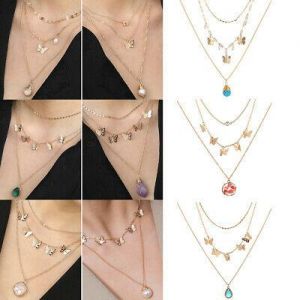 Fashion Crystal Rhinestone Butterfly Pendant Necklace Clavicle Choker Jewllery*
