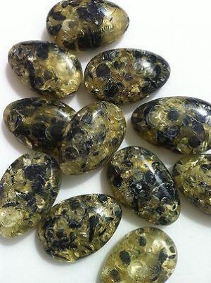 10 Black & Lemon Fleck Bead 38 x 24mm Big Chunky Craft Jewllery Making