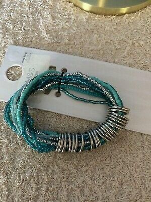Unbranded Turquiose Beaded Multi Strand Bracelet Elasticated Costume Jewllery