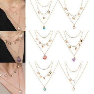Fashion Crystal Rhinestone Butterfly Pendant Necklace Clavicle Choker Jewllery